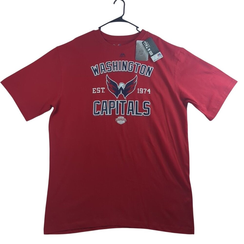 Majestic NHL Washington Capitals 3XLT‎ Red Logo Hockey T-Shirt NWT Big & Tall